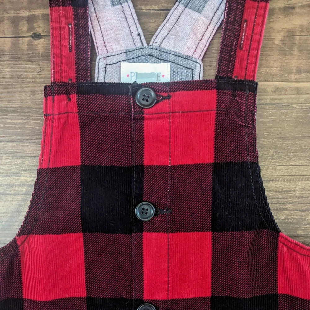 Children's Place Buffalo Plaid Jumper Overall Skirtall Dress
